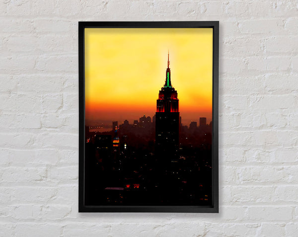 New York City Empire State Building Orange Glow Framed Print