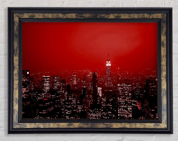 New York City Empire State Building Red Framed Print