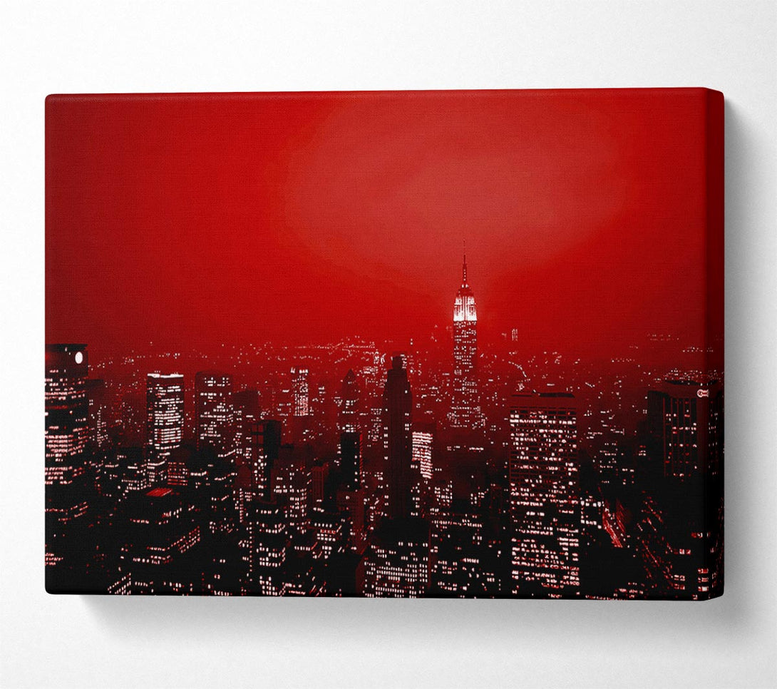 A Canvas Print of New York City Empire State Building Red Canvas Wall Art