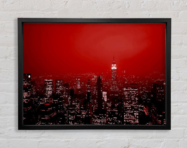 New York City Empire State Building Red Framed Print