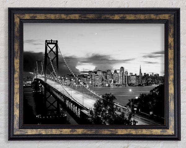 New York City From Brooklyn Bridge B n W Framed Print
