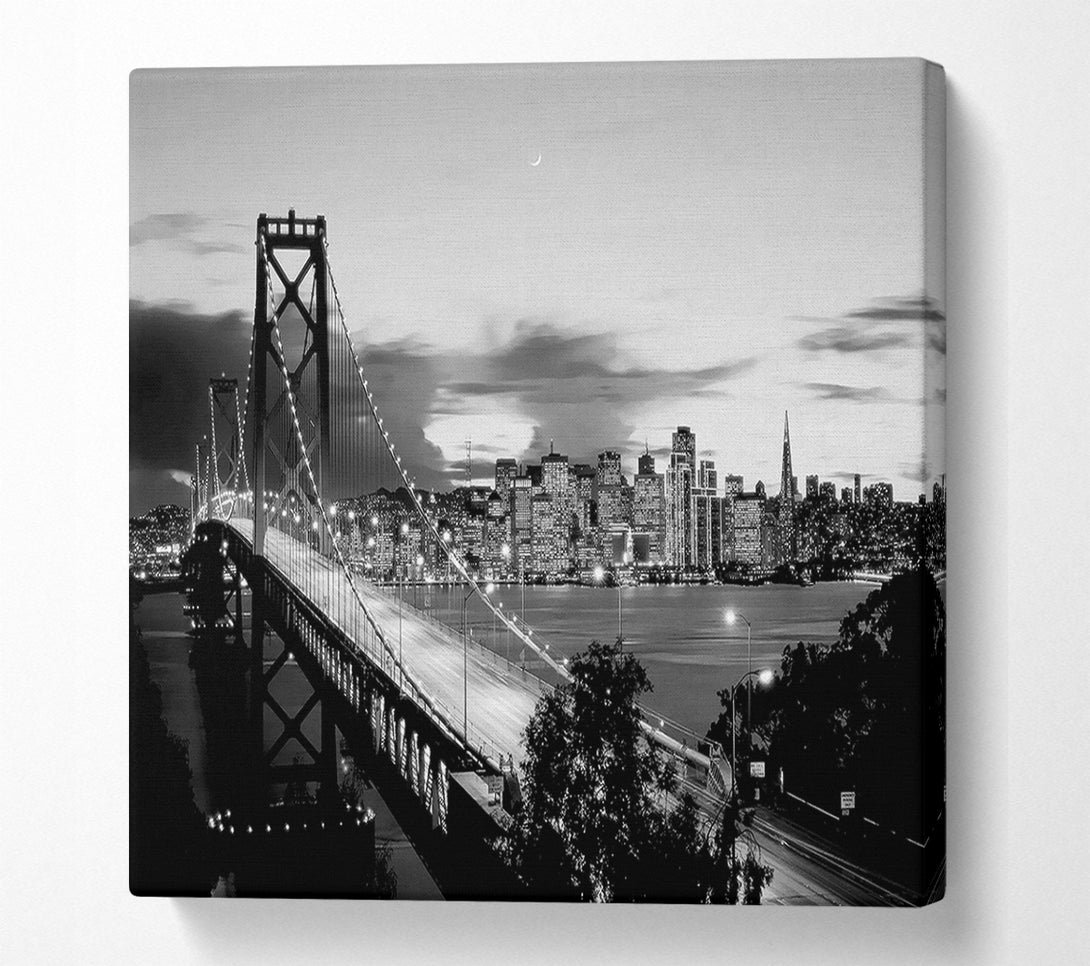  A Canvas Print of New York City From Brooklyn Bridge B n W Canvas Print