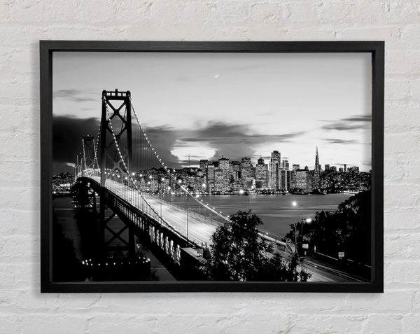 New York City From Brooklyn Bridge B n W Framed Print