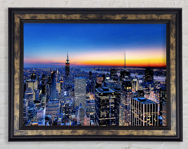 New York City Golden Horizon Framed Print