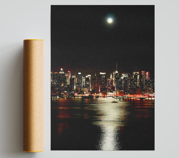 New York City Moonlit Glow Poster
