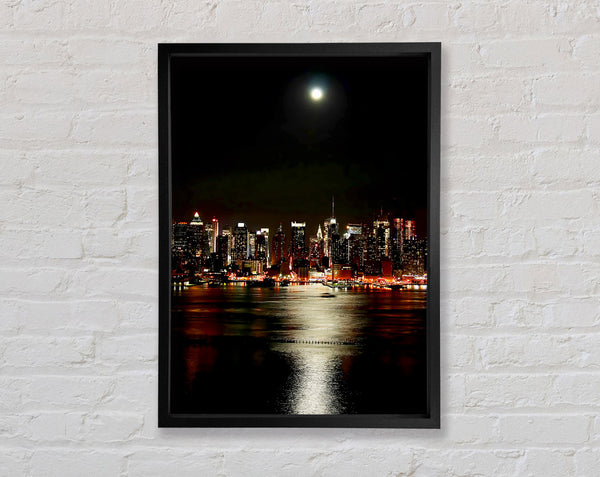New York City Moonlit Glow Framed Print