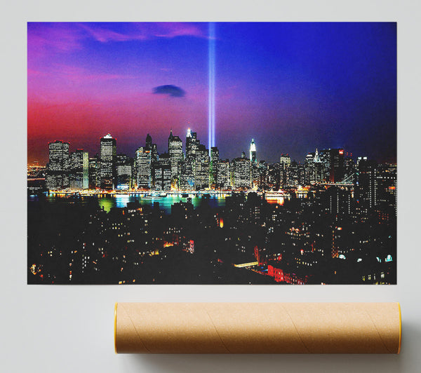 New York City Night Beam Poster