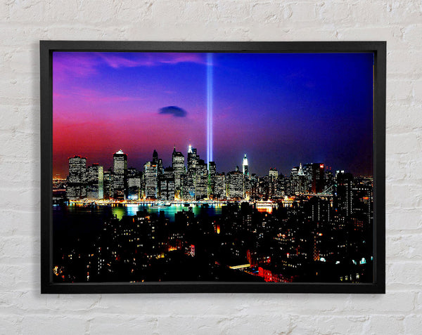 New York City Night Beam Framed Print