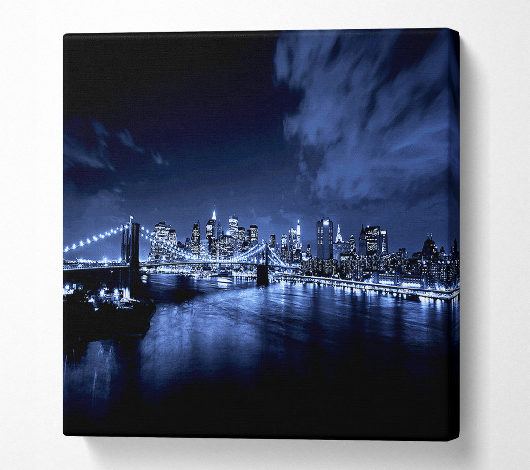  A Canvas Print of New York City Night Blues Glow Canvas Art