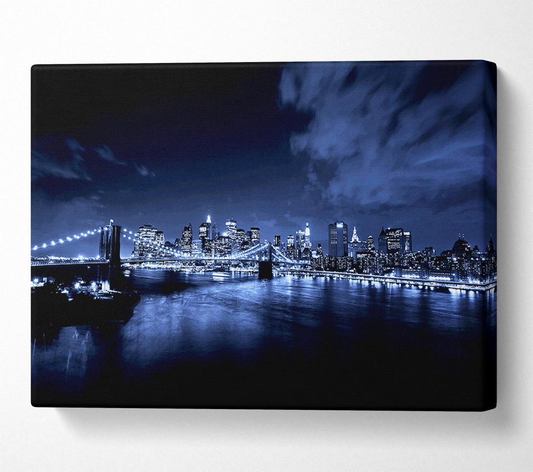  A Canvas Print of New York City Night Blues Glow Canvas Art