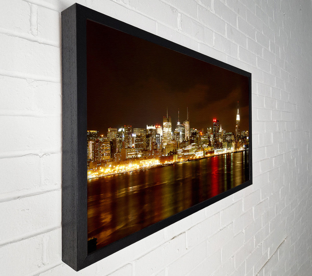  A Canvas Print of New York City Night Reflections Canvas Wall Art