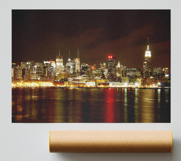 New York City Night Reflections Giclee Print