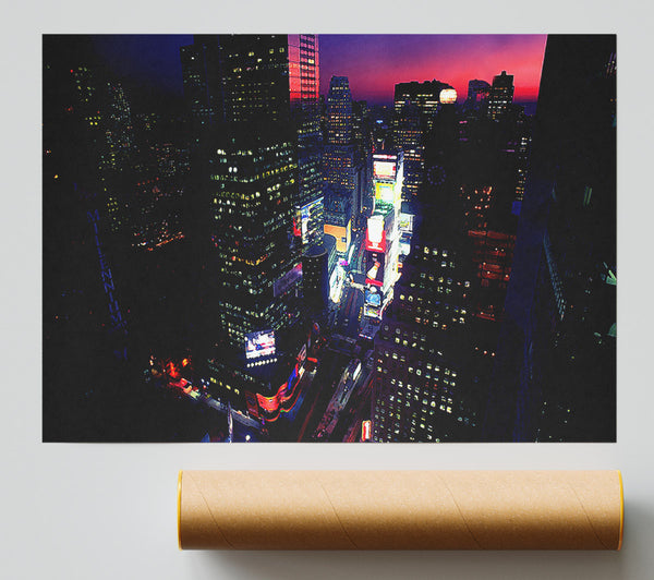 New York City Pink Skies From Above Giclee Print
