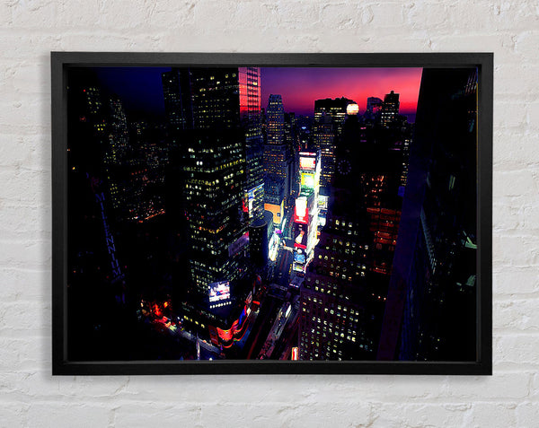 New York City Pink Skies From Above Framed Print