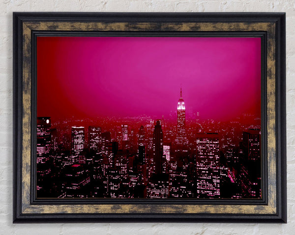 New York City Pink Skies Framed Print