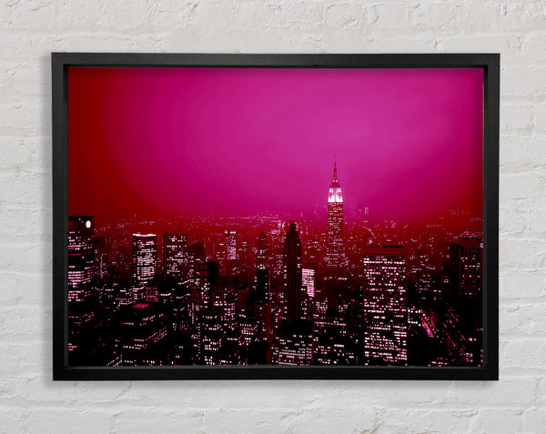 New York City Pink Skies Framed Print