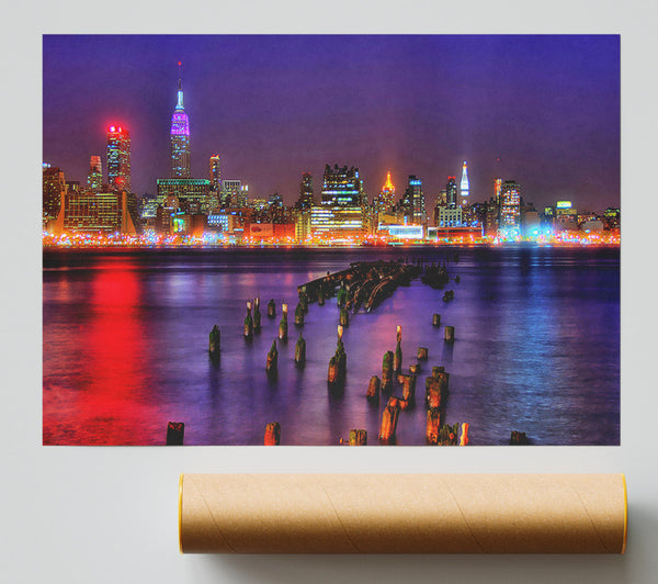 New York City Purple Sky Reflections Giclee Print