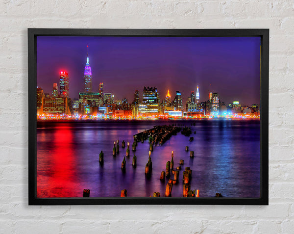 New York City Purple Sky Reflections Framed Print
