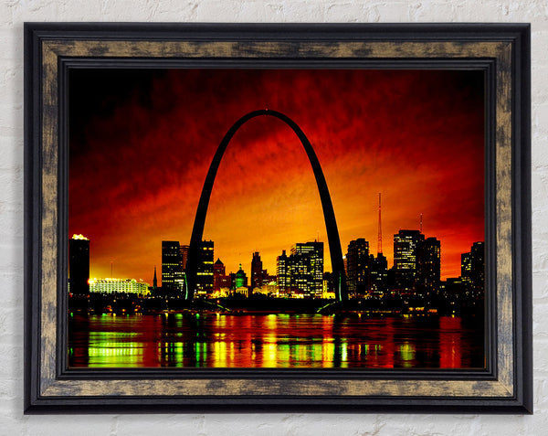 New York City Red Orange Glow Framed Print