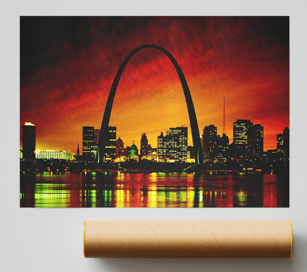 New York City Red Orange Glow Print