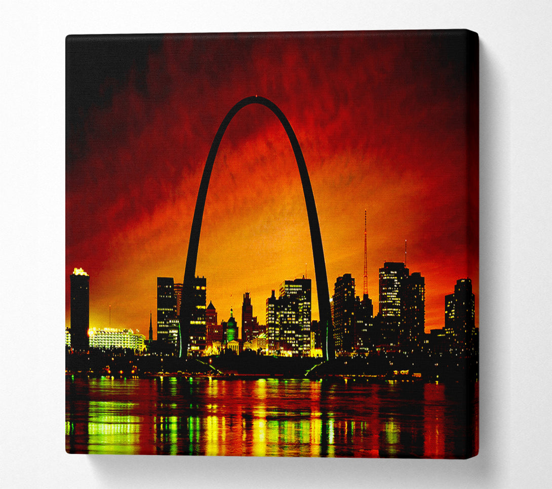  A Canvas Print of New York City Red Orange Glow Canvas Art