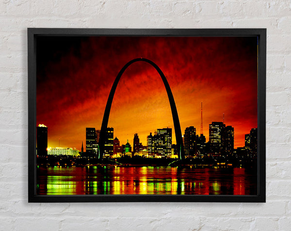 New York City Red Orange Glow Framed Print