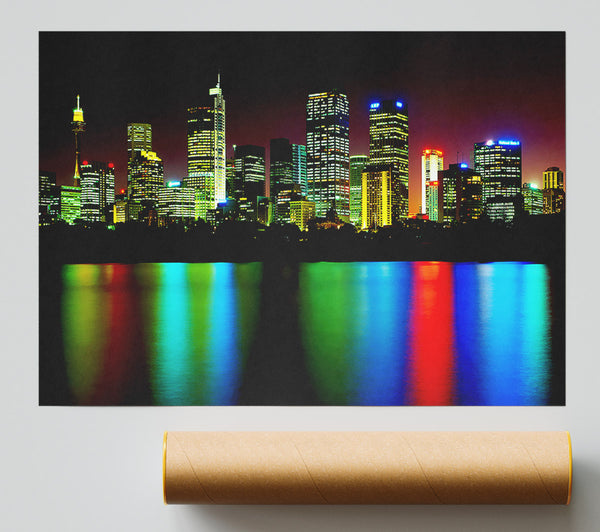 New York City Reflections At Night Giclee Print