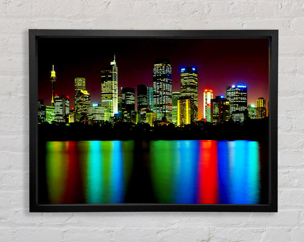 New York City Reflections At Night Framed Print