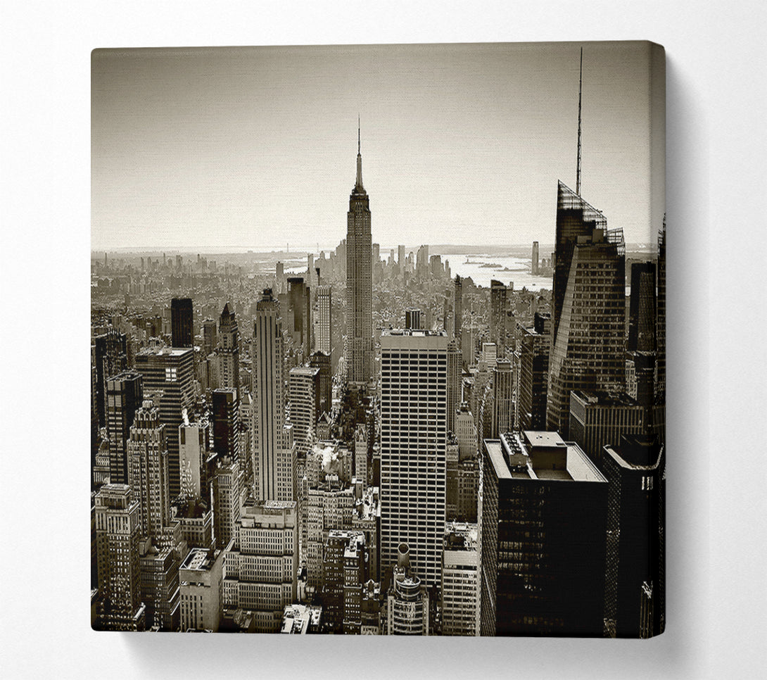  A Canvas Print of New York City Roof Tops Sepia Canvas Wall Art