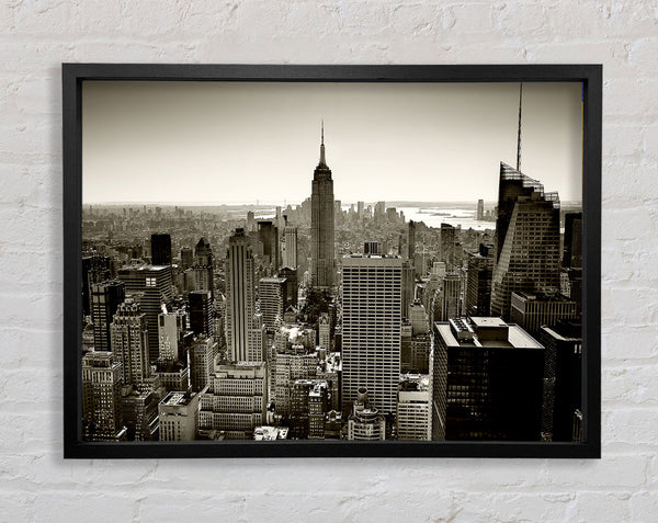 New York City Roof Tops Sepia Framed Print