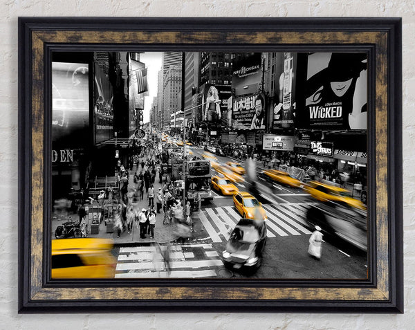 New York City Taxi Blur Framed Print