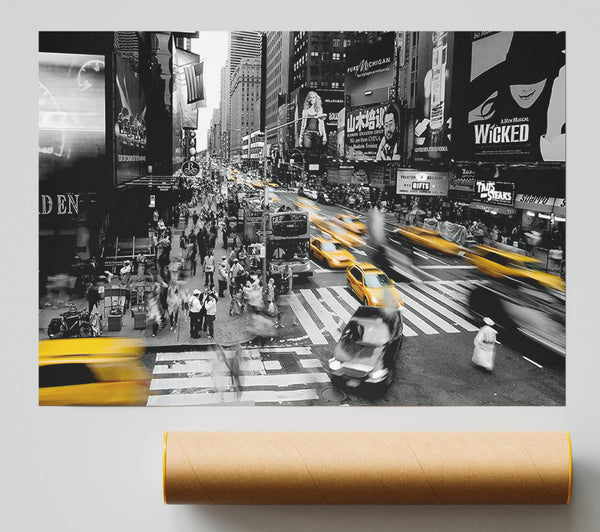 New York City Taxi Blur Poster