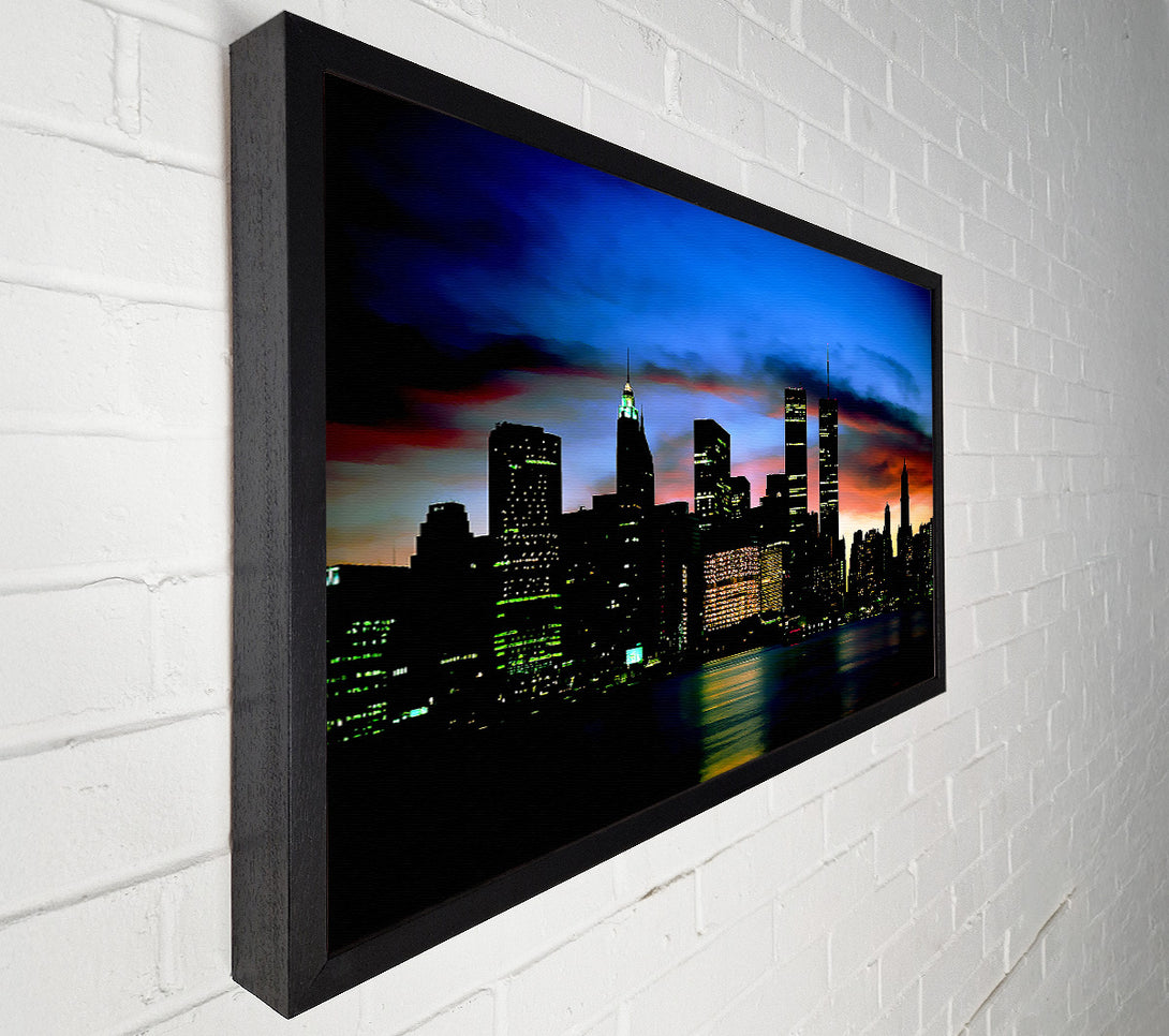  A Canvas Print of New York City Twin Towers At Night Canvas Wall Art