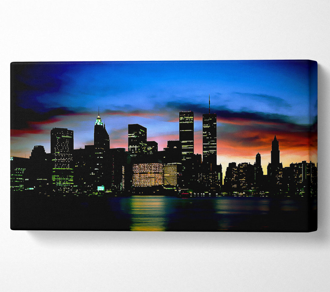  A Canvas Print of New York City Twin Towers At Night Canvas Wall Art