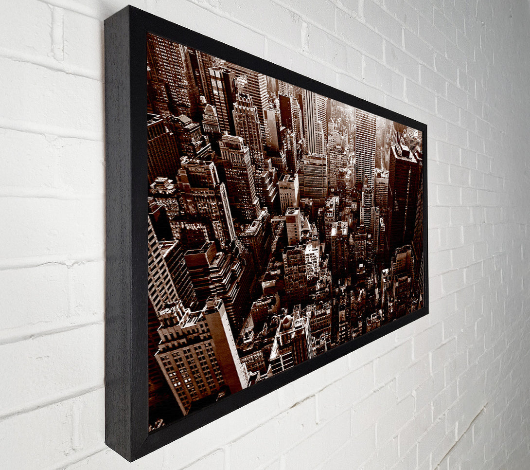  A Canvas Print of New York City View From The Empire State Sepia Canvas Wall Art