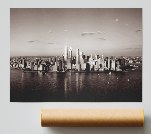 New York City Waters Brown Print