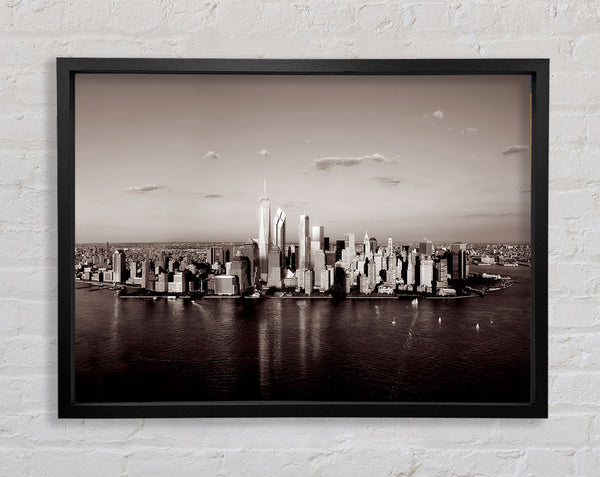 New York City Waters Brown Framed Print