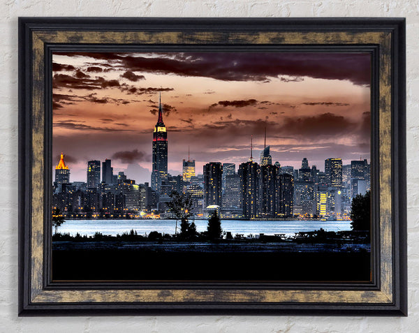 New York City Waters Below The Clouds Framed Print