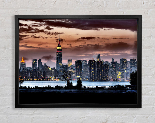 New York City Waters Below The Clouds Framed Print