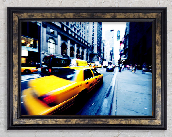 New York City Yellow Cab Blur Framed Print