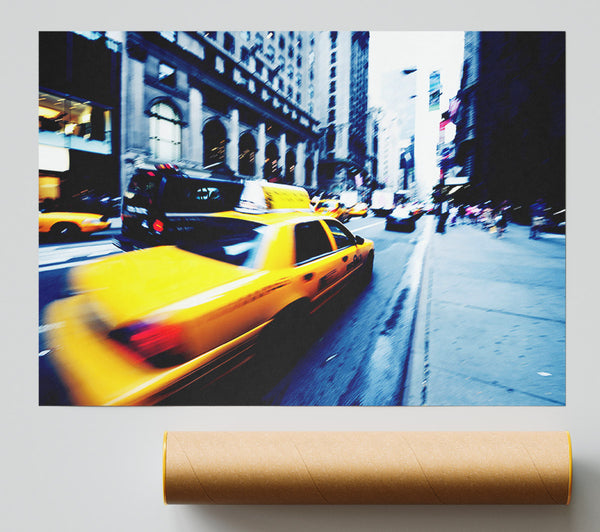 New York City Yellow Cab Blur Poster