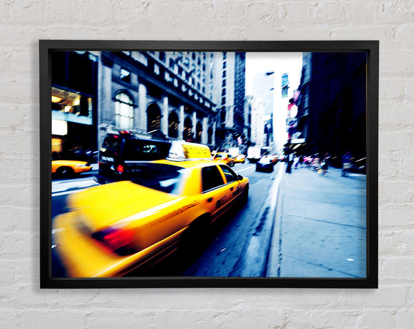 New York City Yellow Cab Blur Framed Print