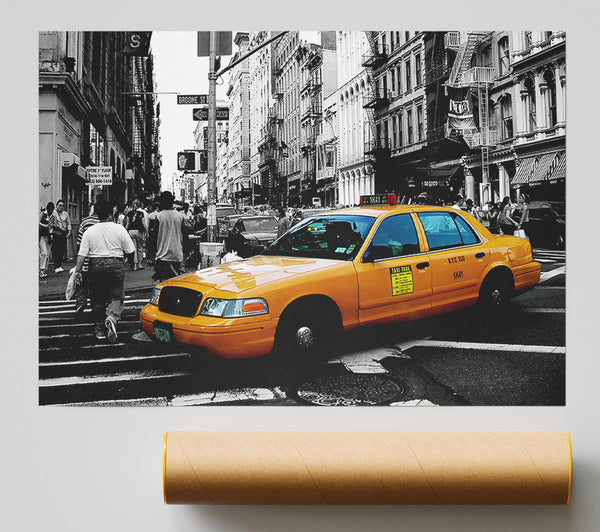 New York City Yellow Cab Crossing Poster