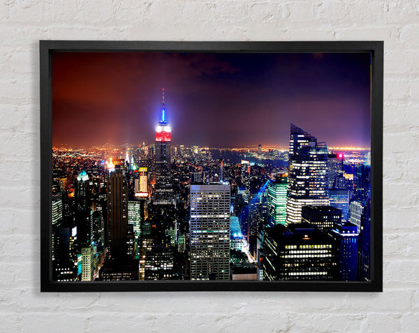 New York Empire State Glow Framed Print