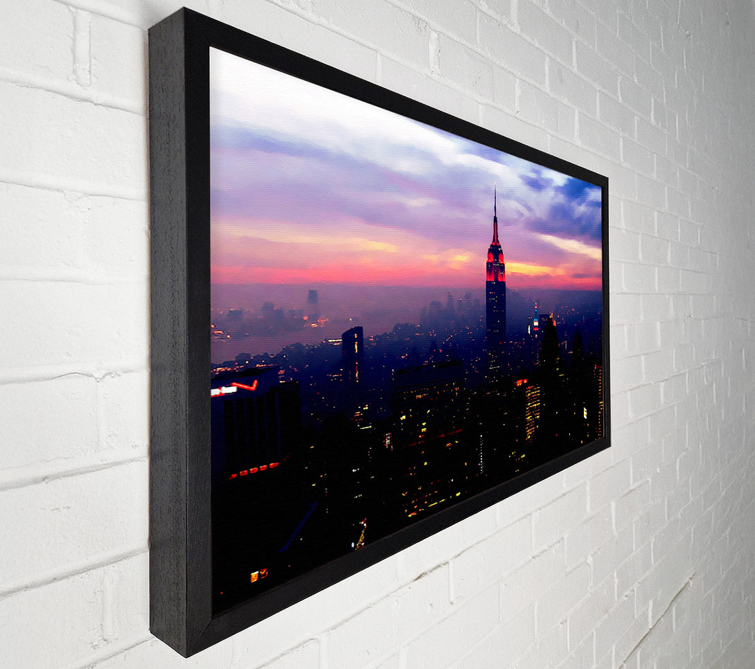  A Canvas Print of New York Empire State Pink Glow Canvas Art