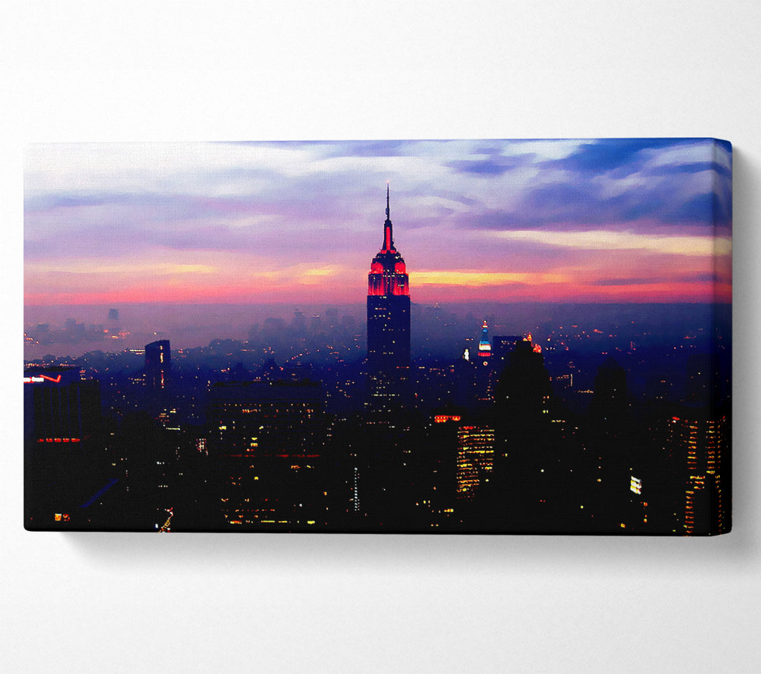  A Canvas Print of New York Empire State Pink Glow Canvas Art