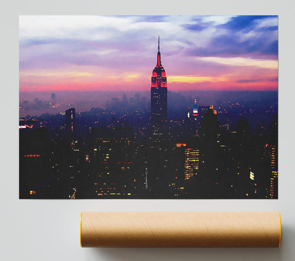 New York Empire State Pink Glow Giclee Print