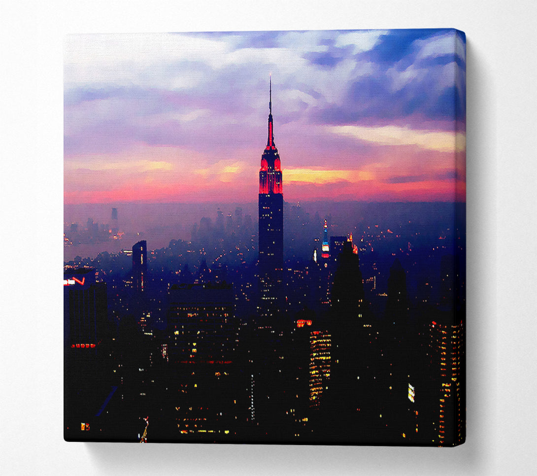  A Canvas Print of New York Empire State Pink Glow Canvas Art