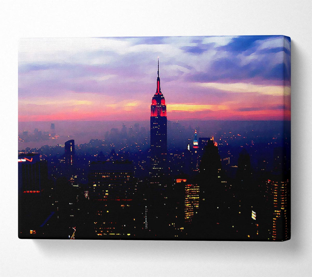  A Canvas Print of New York Empire State Pink Glow Canvas Art