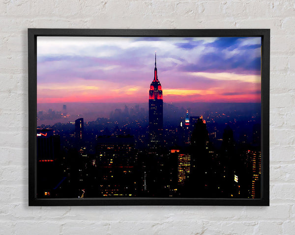 New York Empire State Pink Glow Framed Print